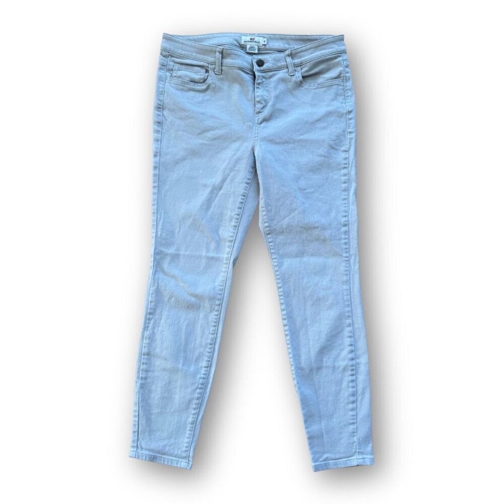 Vineyard Vines Gray/Blue Skinny Mid Rise Cropped Ankle Jean Size 10
